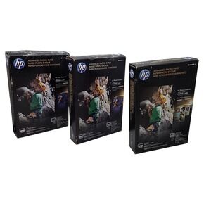 HP Advanced Glossy Photo Paper 3 Packs 100 Sheets Each Inkjet Printer New/Sealed